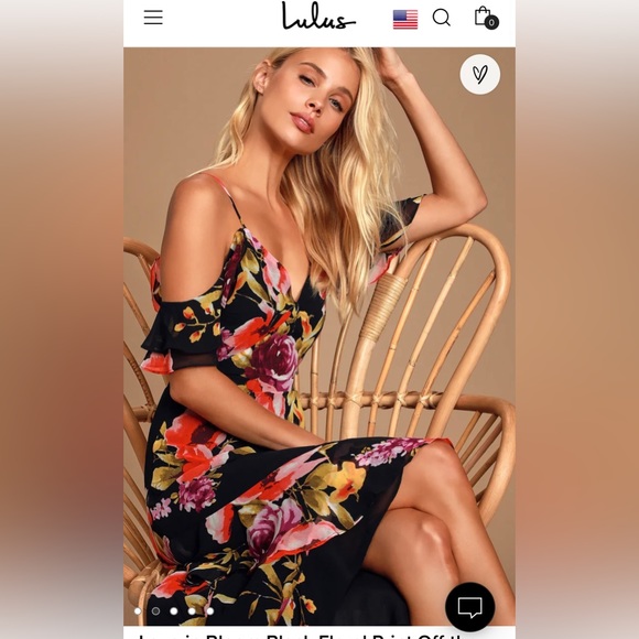 Love in Bloom Black Floral Print Off-the-Shoulder High-low Dress - Picture 6 of 6